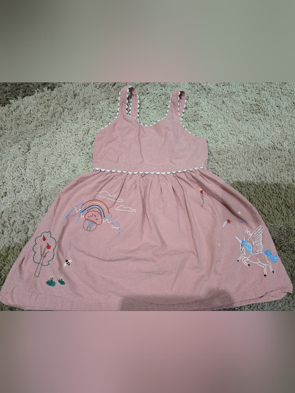 Hanna Andersson dusty pink unicorn pinafore dress 4T
